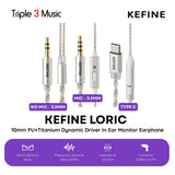 KEFINE Loric IEM 10mm PU+Titanium Dynamic Driver In Ear Monitor Earphone - Black, 3.5mm No Mic