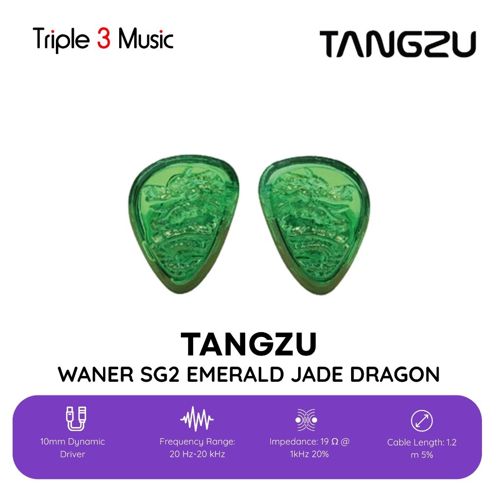 Tangzu Wan Er 2 WANER SG2 SG 2 IEM EMERALD GREEN 10MM PET Diaphragm Hi-Fi In Ear Earphone