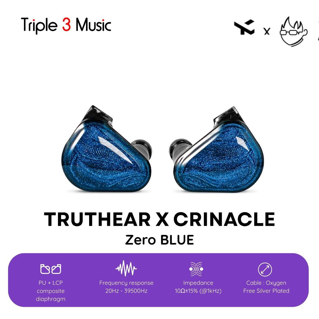 TruthEar zero blue x Crinacle Zero Dual Dynamic Driver In Ear Monitor Earphone
