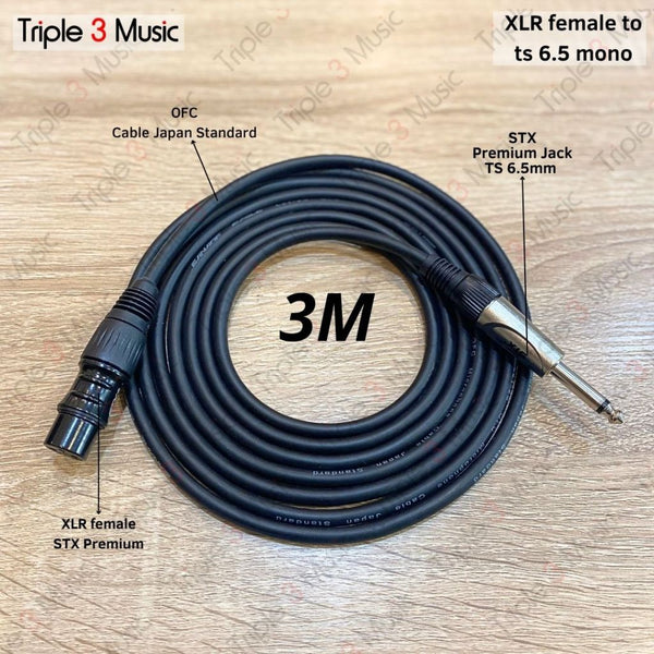 Kabel XLR  Female to Jack TS 6.5 akai OFC JAPAN STANDARD kabel mic dynamic