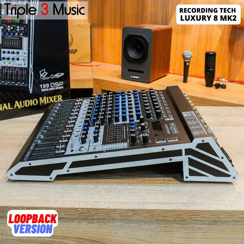 Recording Tech LUXURY 8 MK2 LOOPBACK VERSION 8 Input 3 Aux Usb Mixer audio