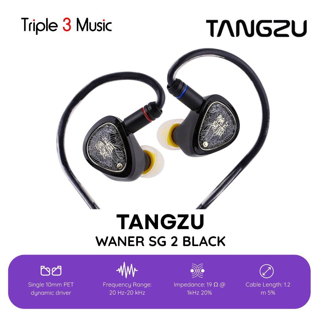 Tangzu Waner 2 / Waner S.G 2 Black Hitam In Ear Monitor IEM