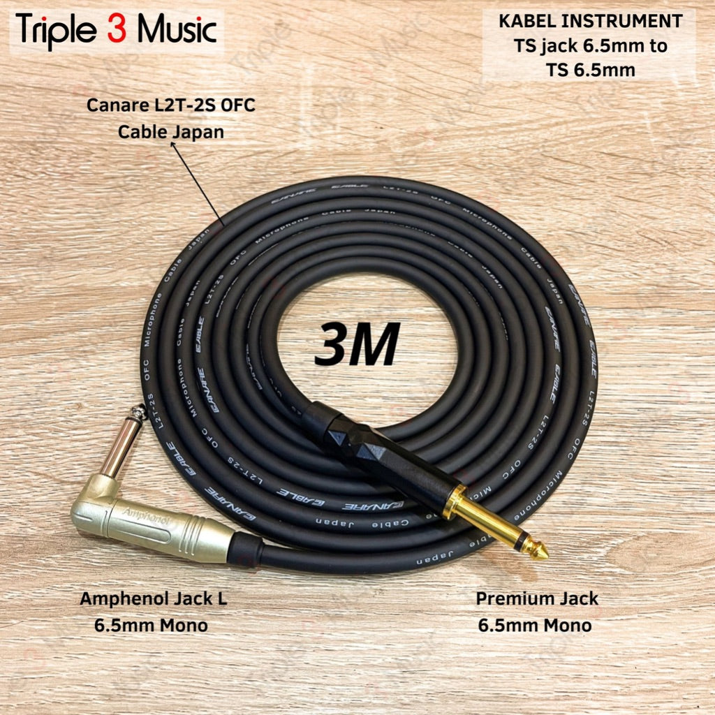 Kabel Instrument jack gitar TS to TS L 3m OFC Japan Standard L2T2S