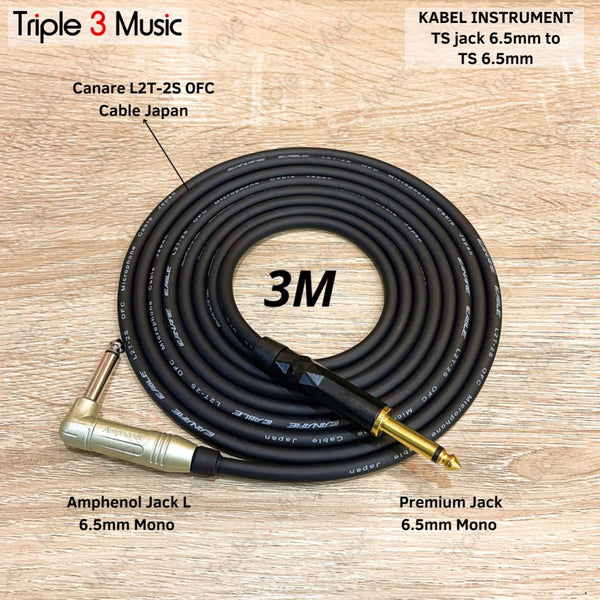Kabel Instrument jack gitar TS to TS L 3m OFC Japan Standard L2T2S