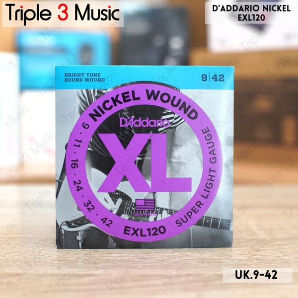D'addario EXL120 ORIGINAL RESMI 9-42 senar gitar elektrik