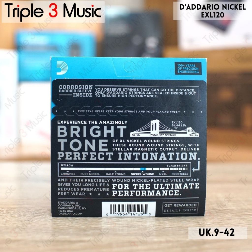 D'addario EXL120 ORIGINAL RESMI 9-42 senar gitar elektrik