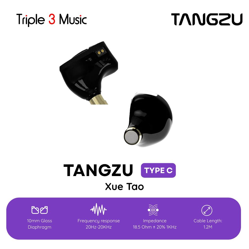 Tangzu Xue Tao Glass Dynamic Driver Gaming In Ear Monitor Earphone