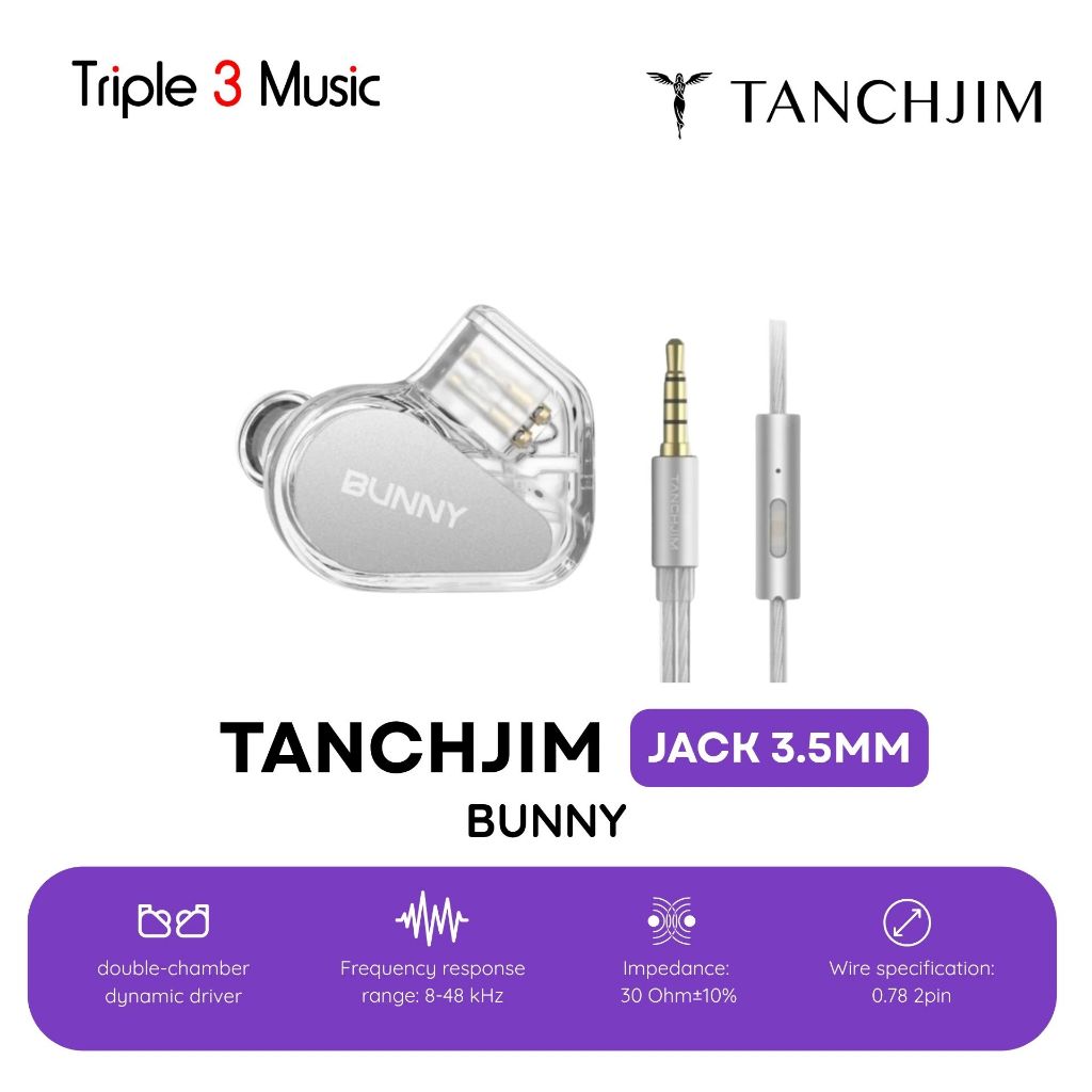 Tanchjim Bunny DMT4 Ultra Dynamic Driver Earphone In Ear Monitor With Microphone