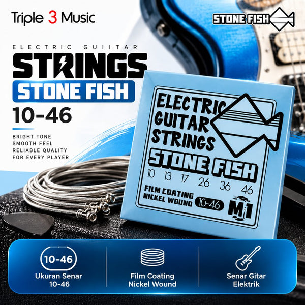 Stone Fish M1 Electric PVD Film Coating Guitar String - Senar Gitar Elektrik Stonefish 10-46