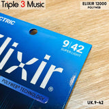 Elixir 12000 9-42 Polyweb Electric Guitar Strings senar gitar elektrik , Super Light, 9-42