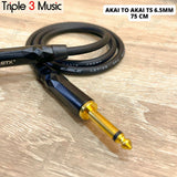OFC kabel pendek Jack akai 6.5 TS to 6.5 TS Mono 50cm 75cm kabel mixer ke soundcard