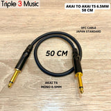 OFC kabel pendek Jack akai 6.5 TS to 6.5 TS Mono 50cm 75cm kabel mixer ke soundcard