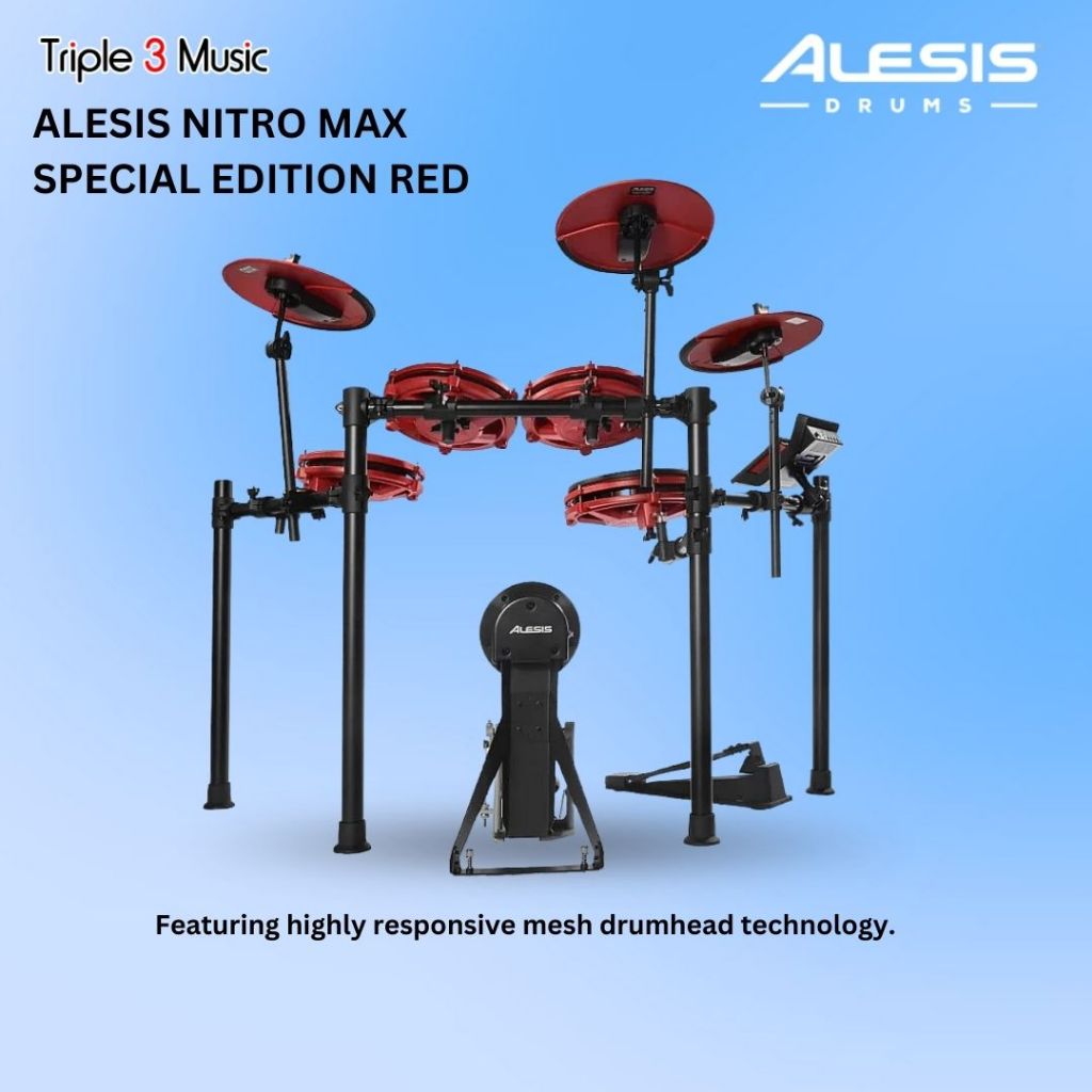 Alesis Nitro Max Kit Special Edition RED Electric Drum Set | Drum Elektrik