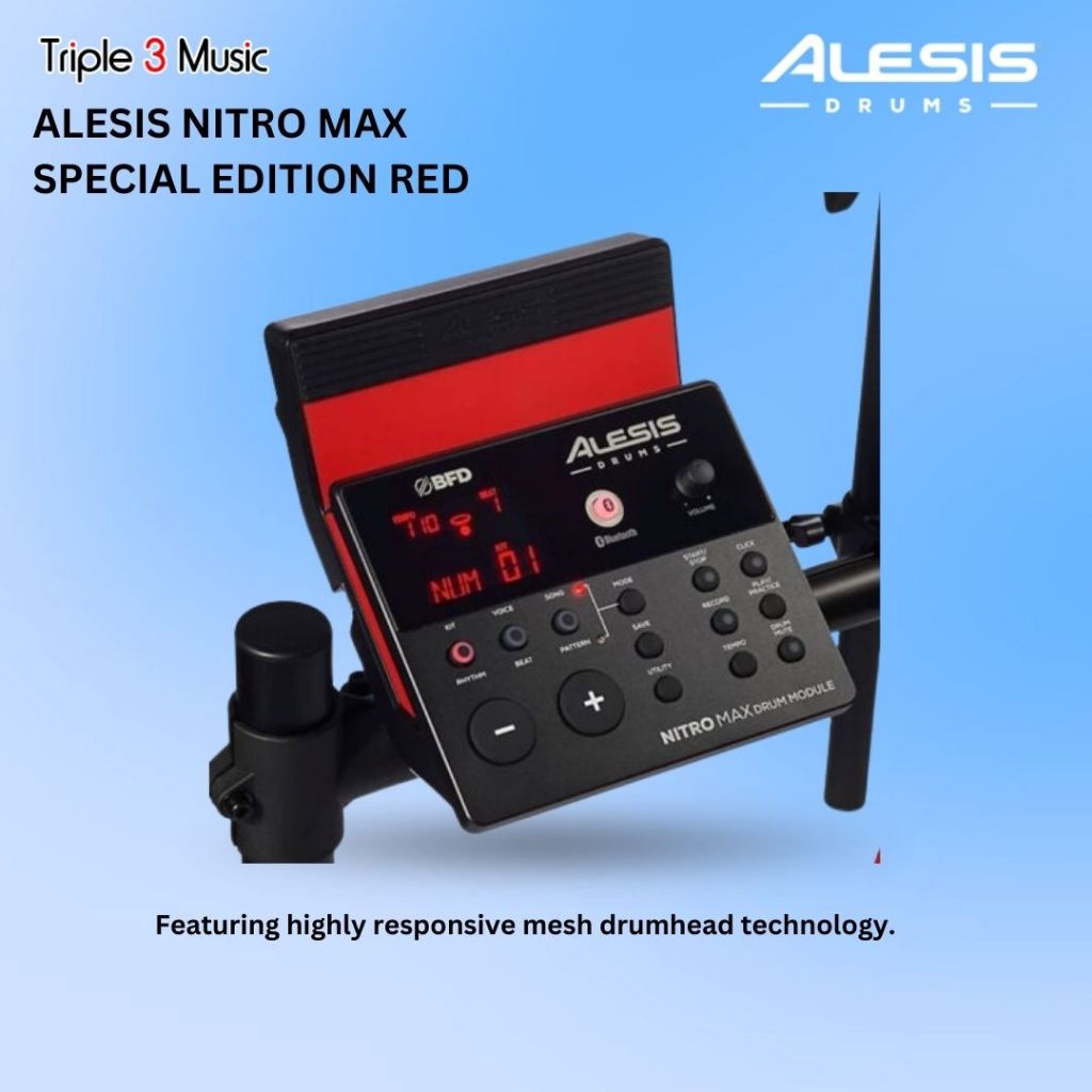 Alesis Nitro Max Kit Special Edition RED Electric Drum Set | Drum Elektrik