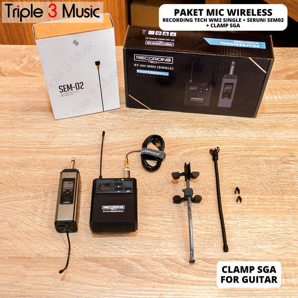 SERUNI SEM-02 Wireless Gitar Microphone AKUSTIK with recording tech RT WM2 SINGLE