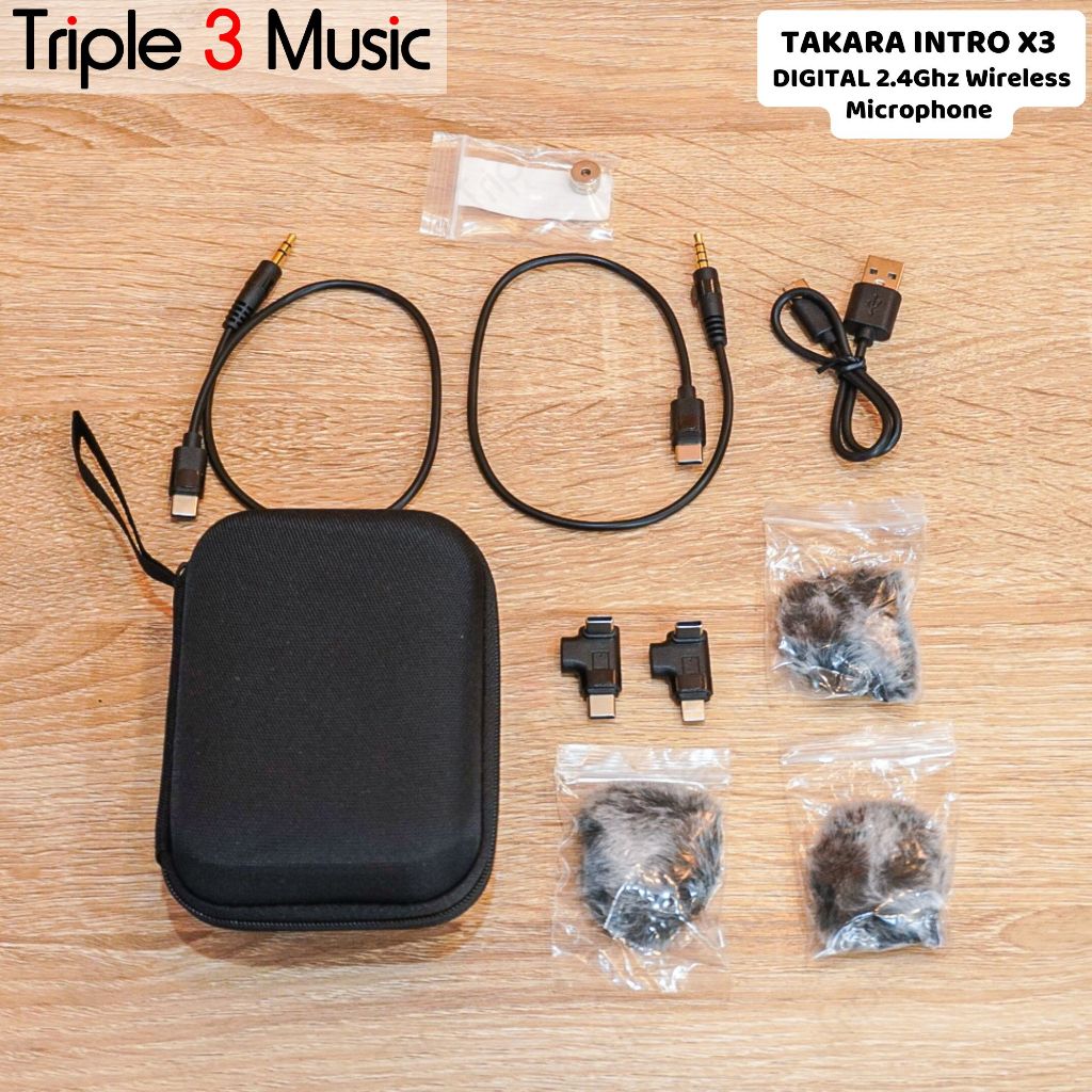 Takara INTRO X3 Digital Wireless Mic clip on 2 mic Microphone with Charging Case