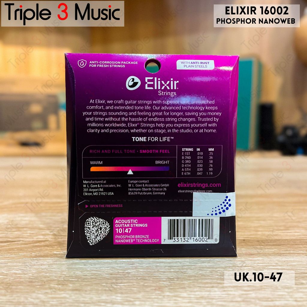 Elixir 16002 010-047 Nanoweb senar gitar akustik ORIGINAL