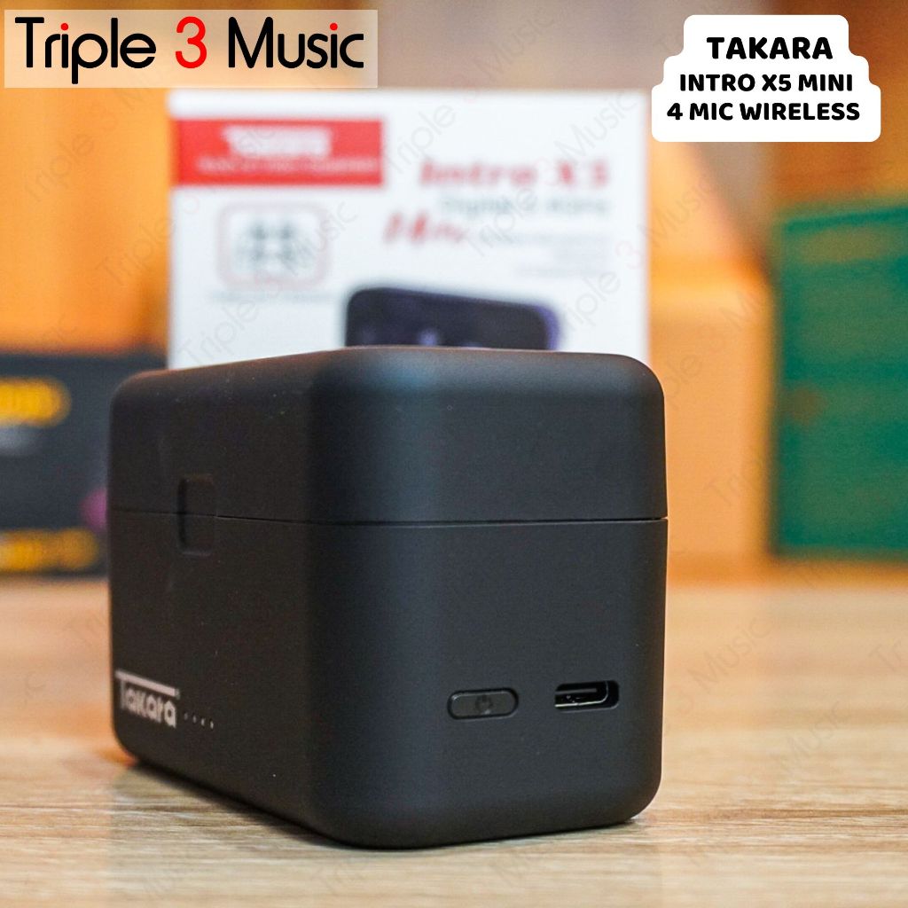 Takara INTRO X5 4 mic clip on 4 tx 1 rx Mini Digital Wireless Microphone with Charging Case 4x Transmitter + 1 Receiver for Camera