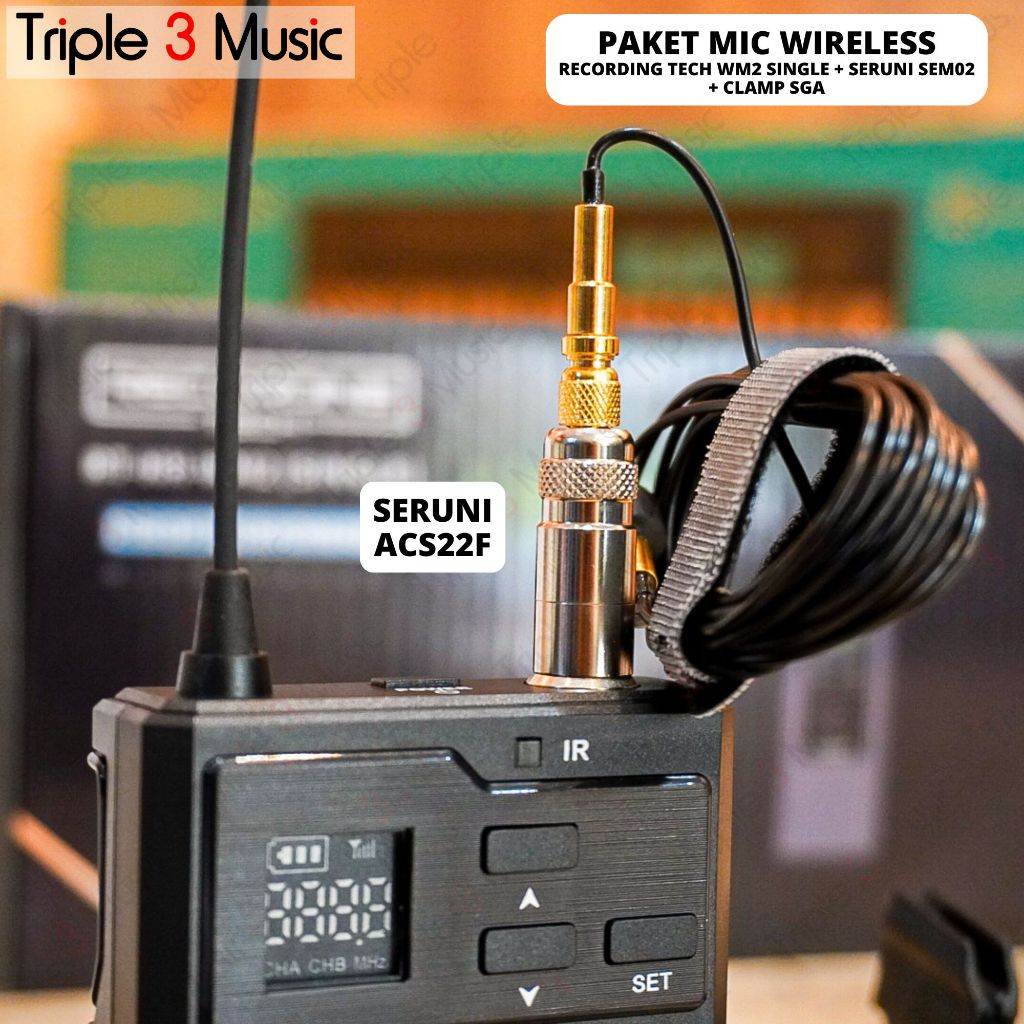 SERUNI SEM-02 Wireless Gitar Microphone AKUSTIK with recording tech RT WM2 SINGLE
