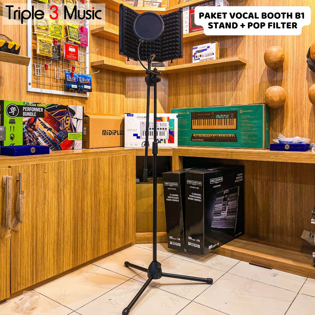 Paket Vocal booth TFF Tech B1 With Stand & Pop Filter