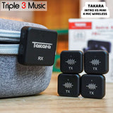 Takara INTRO X5 4 mic clip on 4 tx 1 rx Mini Digital Wireless Microphone with Charging Case 4x Transmitter + 1 Receiver for Camera