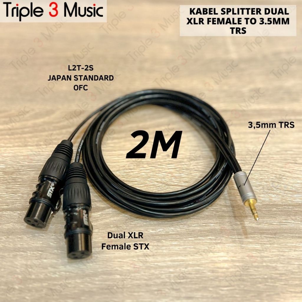 OFC Kabel Splitter Dual XLR FEMALE To 3.5mm TRS AUX Kabel ofc Japan standard