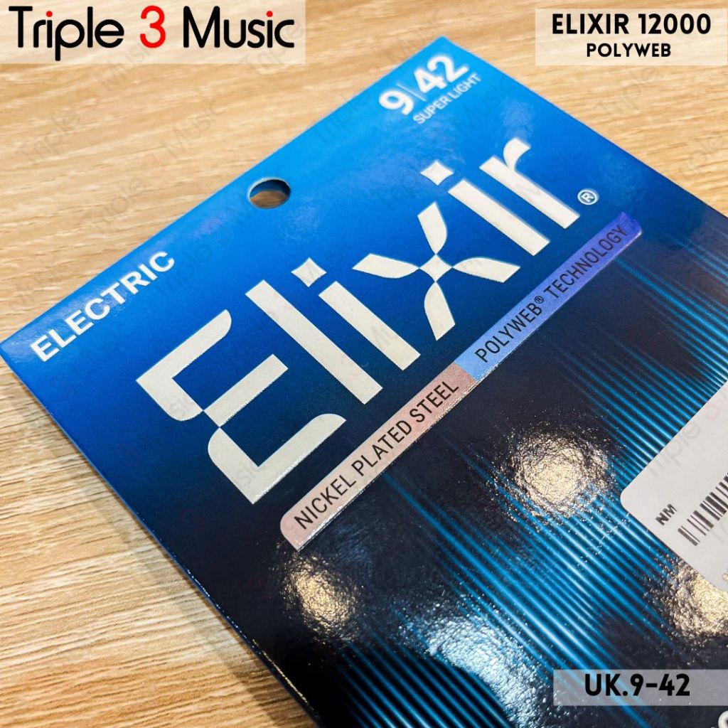Elixir 12000 9-42 Polyweb Electric Guitar Strings senar gitar elektrik , Super Light, 9-42