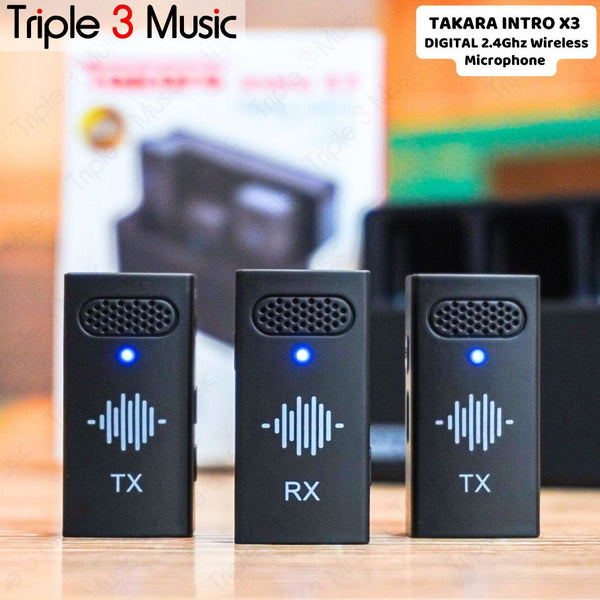 Takara INTRO X3 Digital Wireless Mic clip on 2 mic Microphone with Charging Case