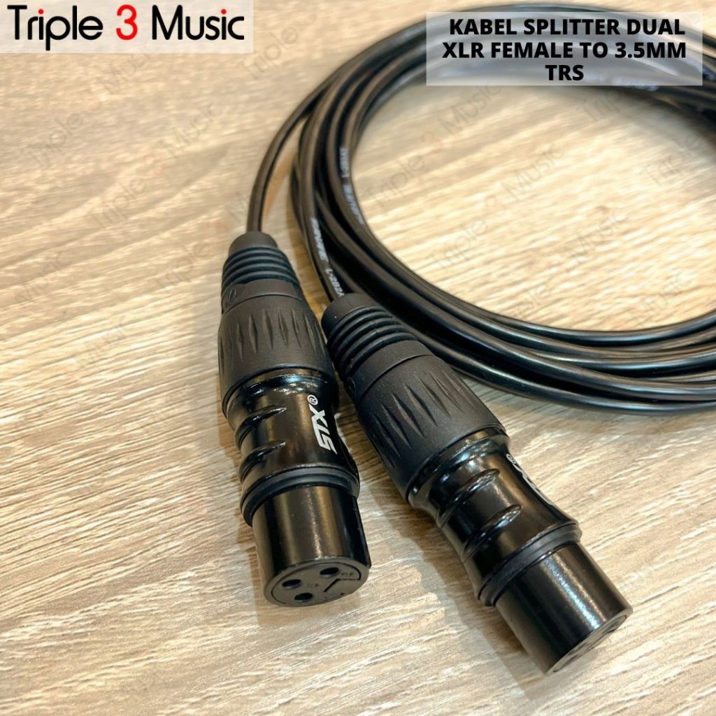 OFC Kabel Splitter Dual XLR FEMALE To 3.5mm TRS AUX Kabel ofc Japan standard