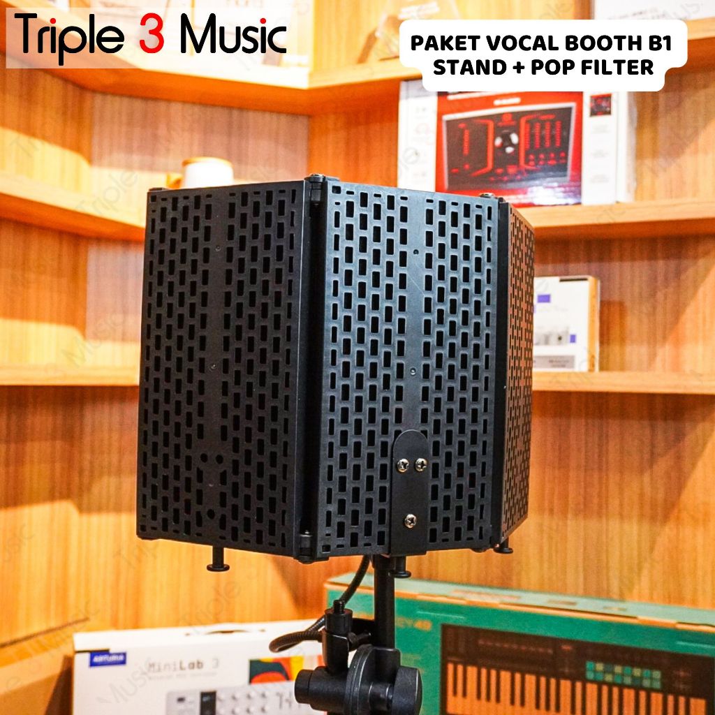 Paket Vocal booth TFF Tech B1 With Stand & Pop Filter