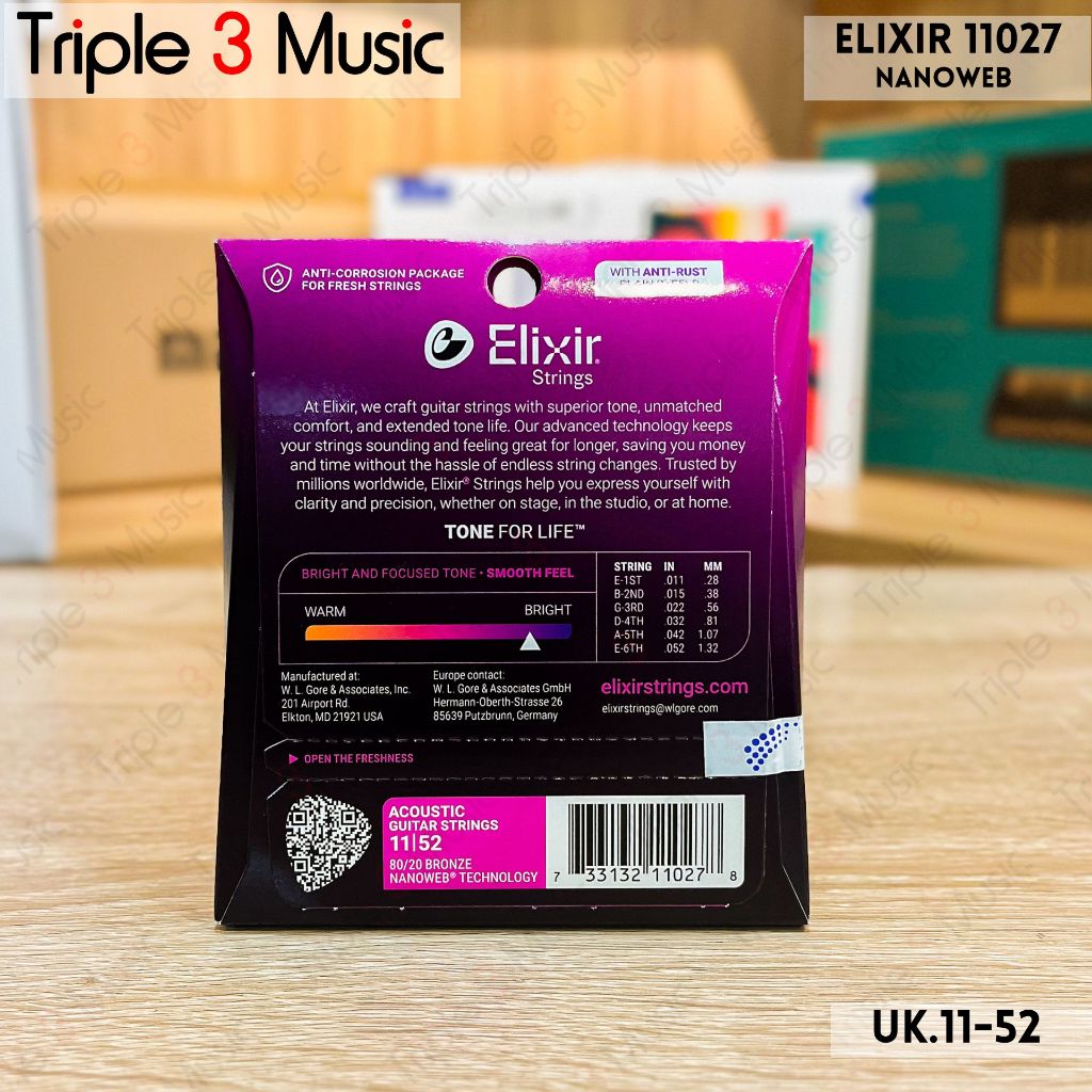 Elixir 11027 11-52 Nanoweb ORIGINAL Senar Gitar Akustik Strings