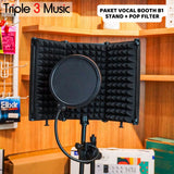 Paket Vocal booth TFF Tech B1 With Stand & Pop Filter