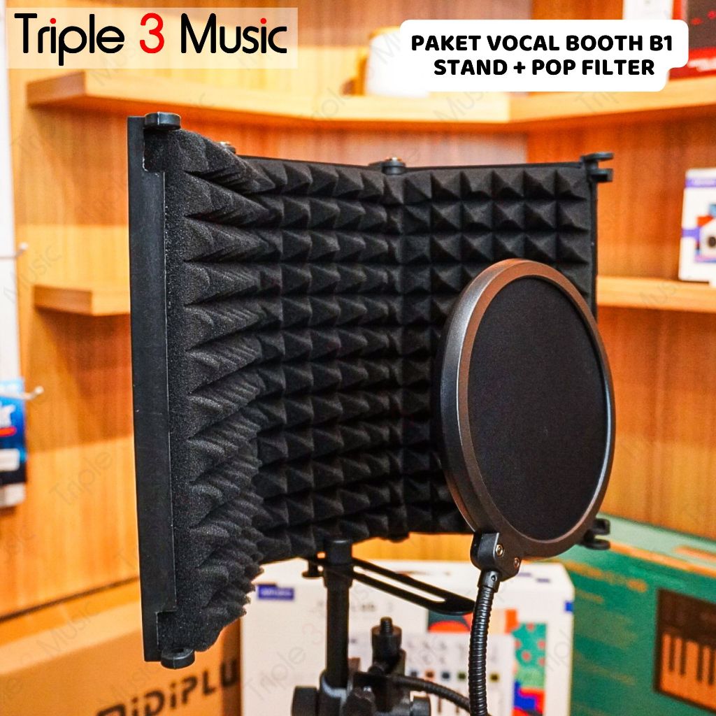 Paket Vocal booth TFF Tech B1 With Stand & Pop Filter