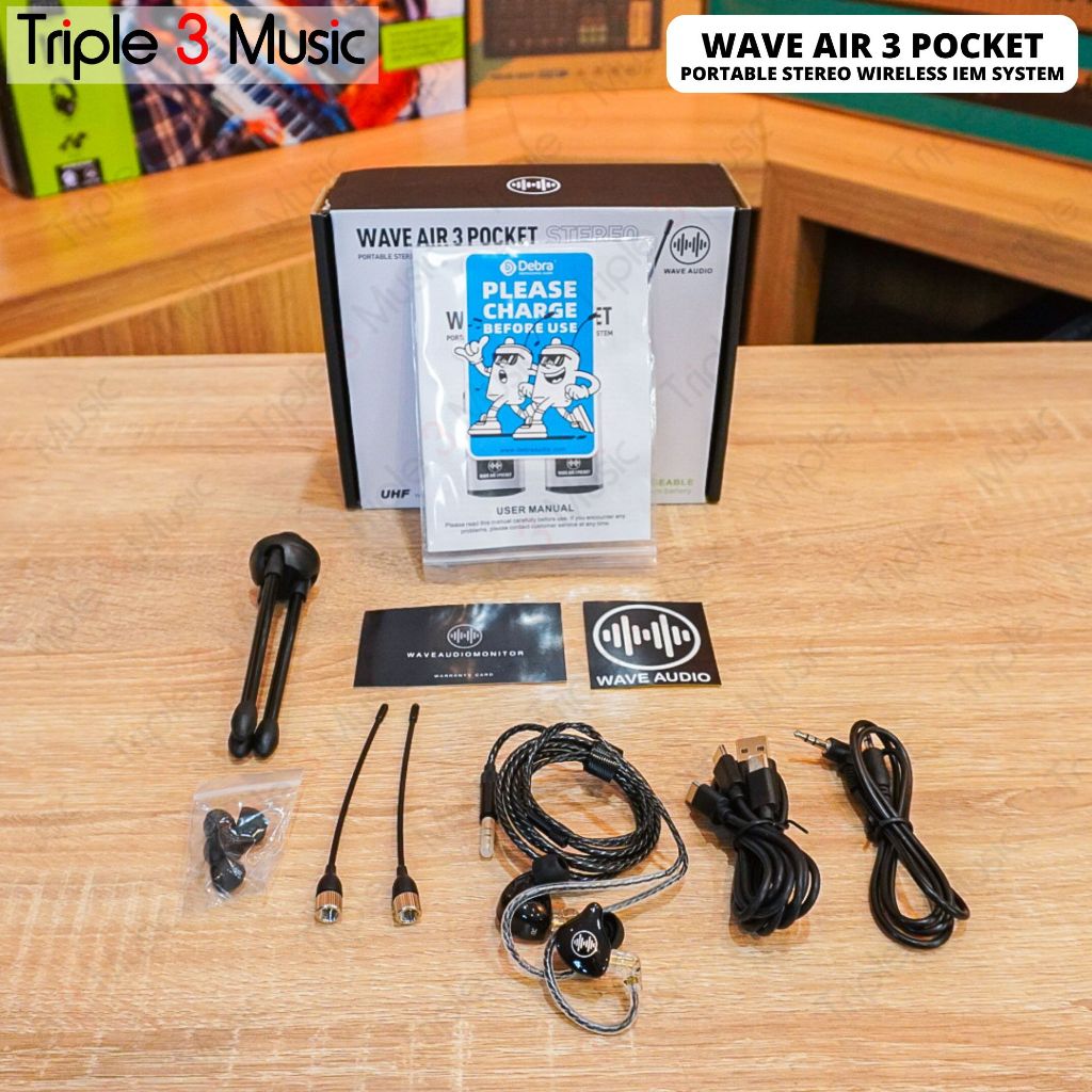 WAVE AIR 3 POCKET SET STEREO WIRELESS IEM IN EAR MONITOR SISTEM
