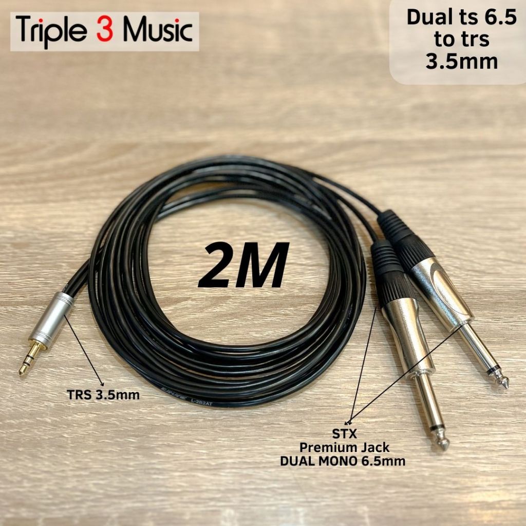 OFC JAPAN Standard Kabel Splitter panjang dual mono ts 6.5 akai ke 3.5 mm 2m
