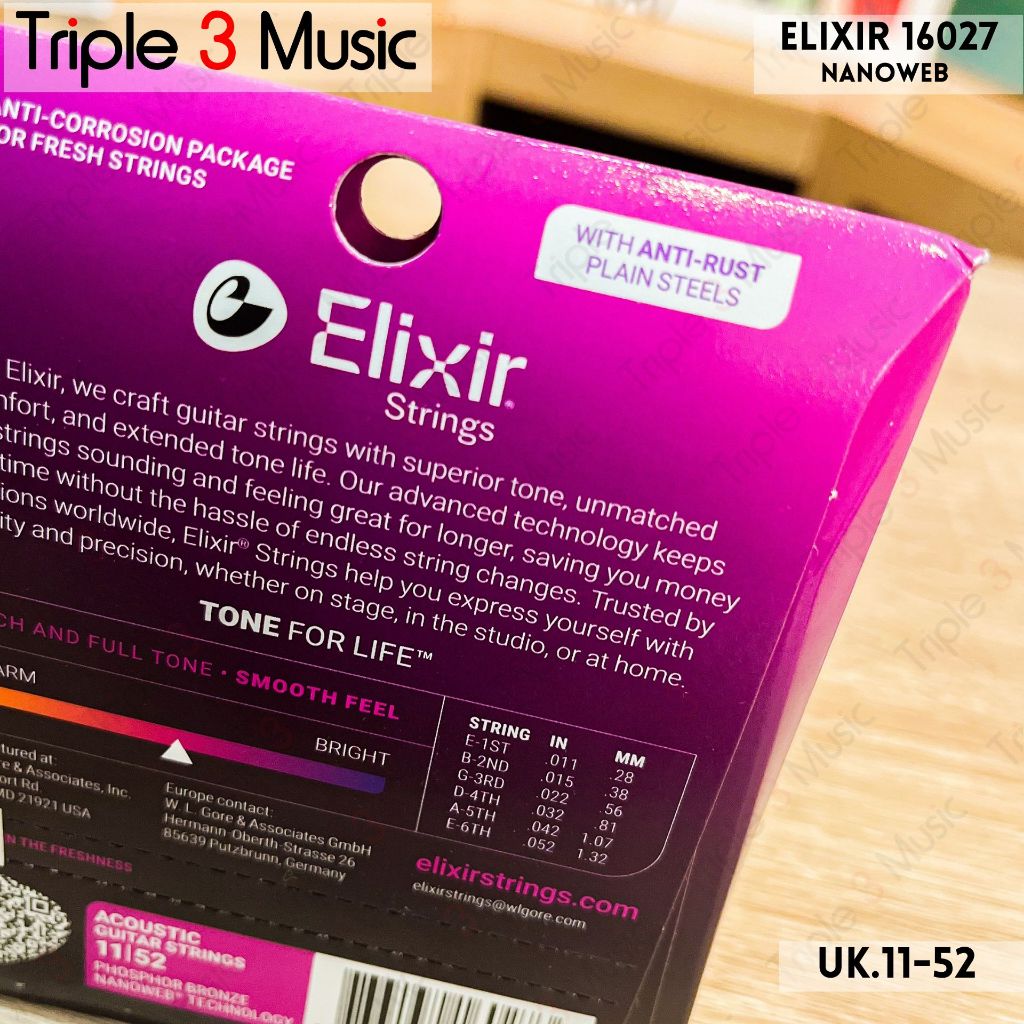 Elixir 16027 11-52 Nanoweb senar gitar akustik ORIGINAL