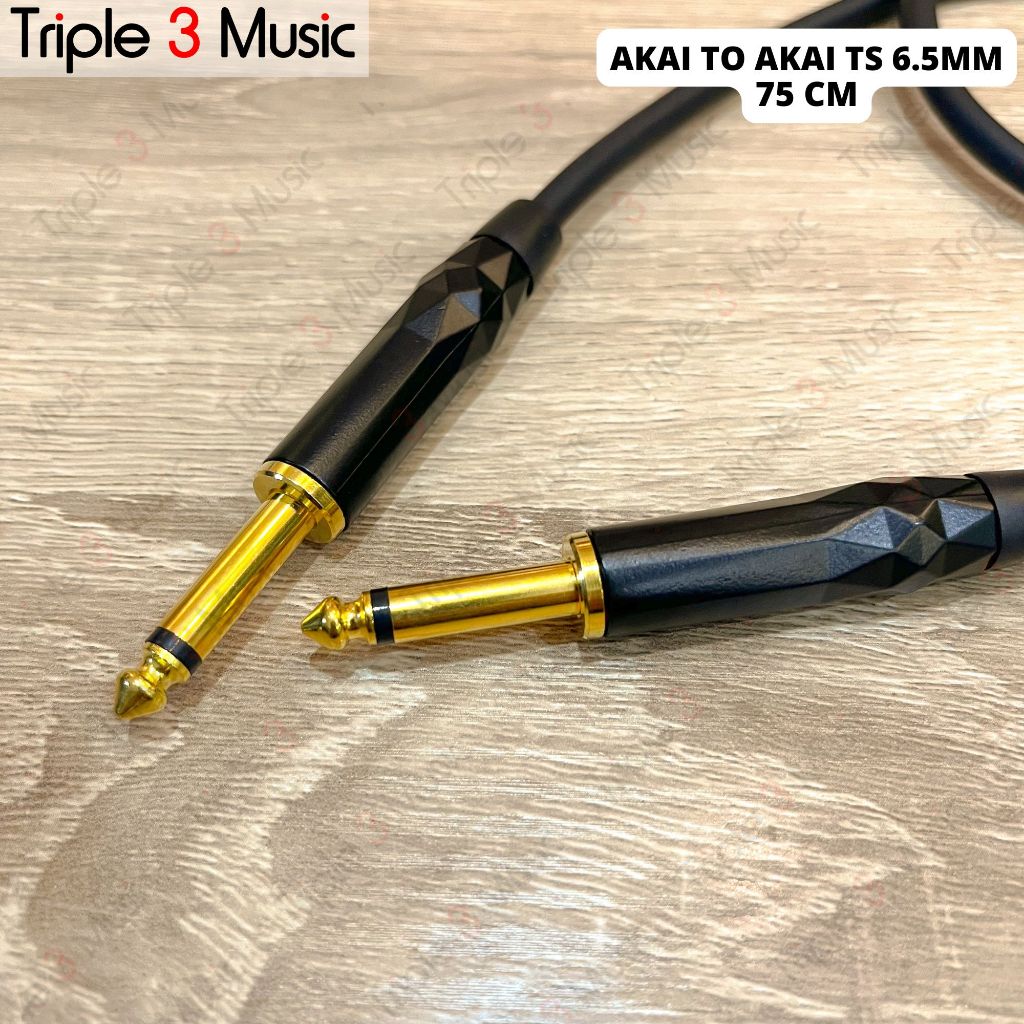 OFC kabel pendek Jack akai 6.5 TS to 6.5 TS Mono 50cm 75cm kabel mixer ke soundcard