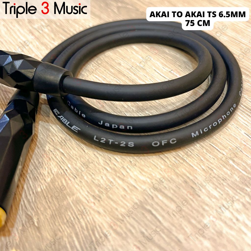 OFC kabel pendek Jack akai 6.5 TS to 6.5 TS Mono 50cm 75cm kabel mixer ke soundcard