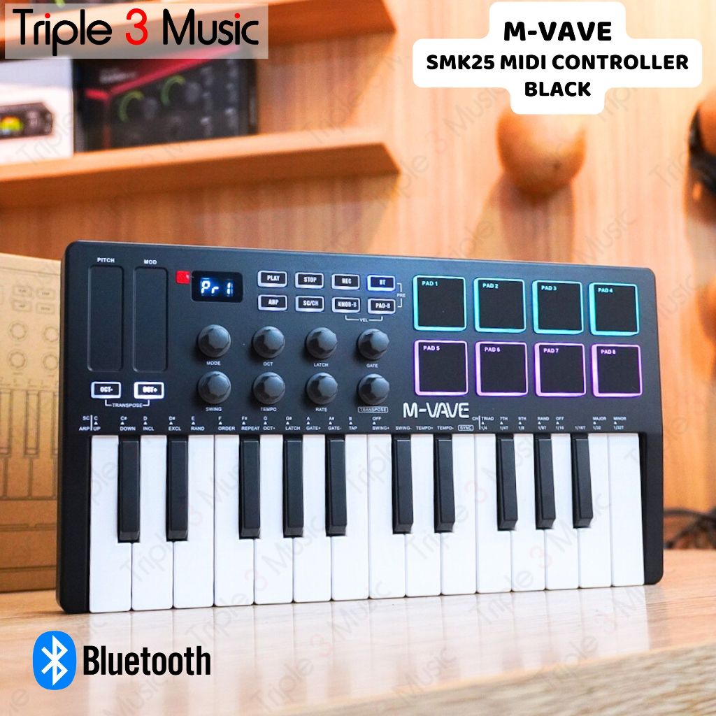 M-VAVE MVAVE SMK 25 SMK25 Midi Keyboard Controller 25 Keys