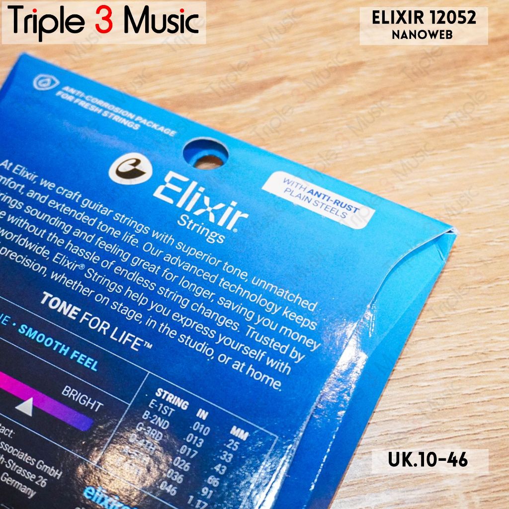 Elixir 12052 Nanoweb ORIGINAL Senar gitar elektrik 10-46 Triple3music