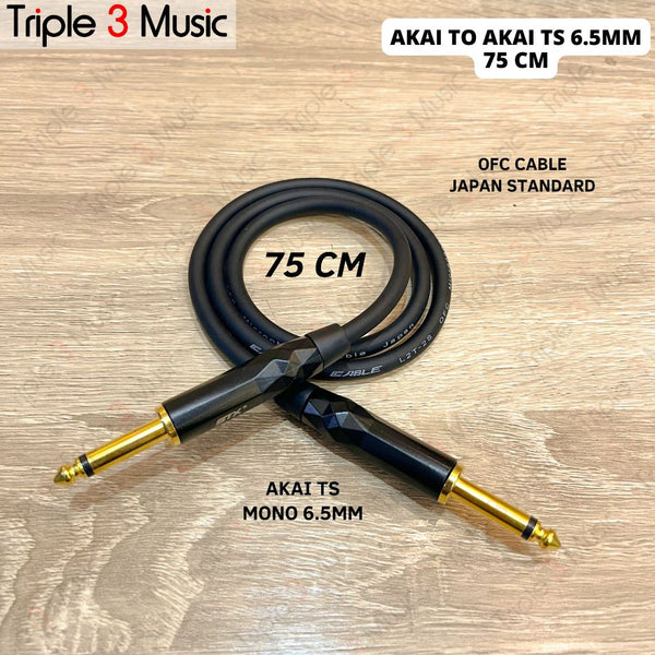 OFC kabel pendek Jack akai 6.5 TS to 6.5 TS Mono 50cm 75cm kabel mixer ke soundcard