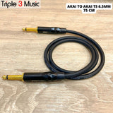 OFC kabel pendek Jack akai 6.5 TS to 6.5 TS Mono 50cm 75cm kabel mixer ke soundcard