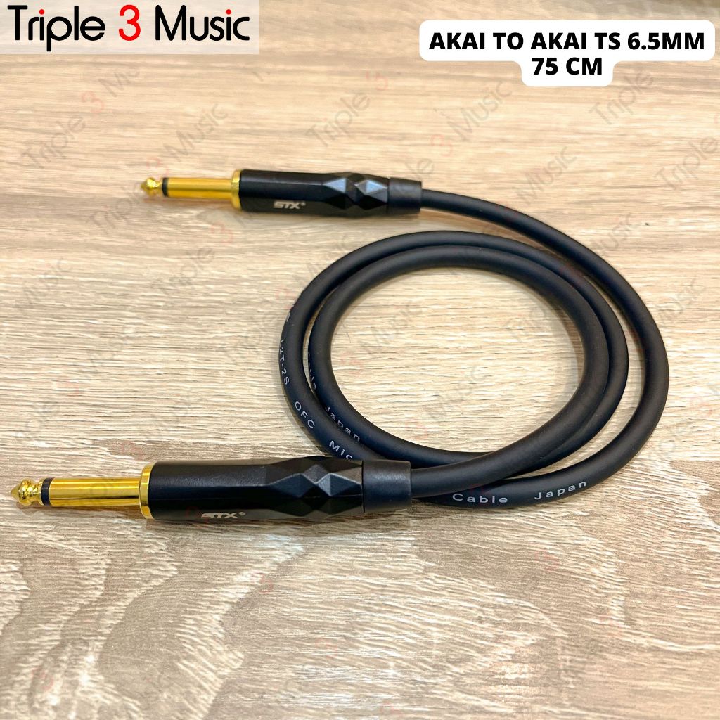OFC kabel pendek Jack akai 6.5 TS to 6.5 TS Mono 50cm 75cm kabel mixer ke soundcard