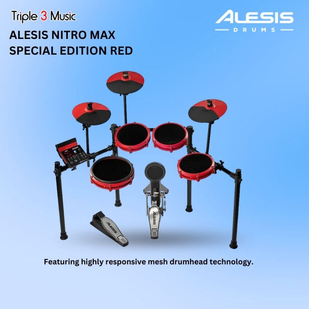 Alesis Nitro Max Kit Special Edition RED Electric Drum Set | Drum Elektrik