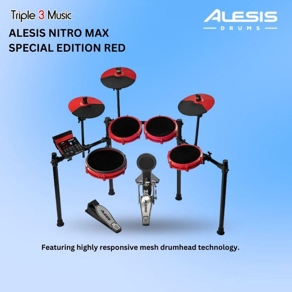 Alesis Nitro Max Kit Special Edition RED Electric Drum Set | Drum Elektrik