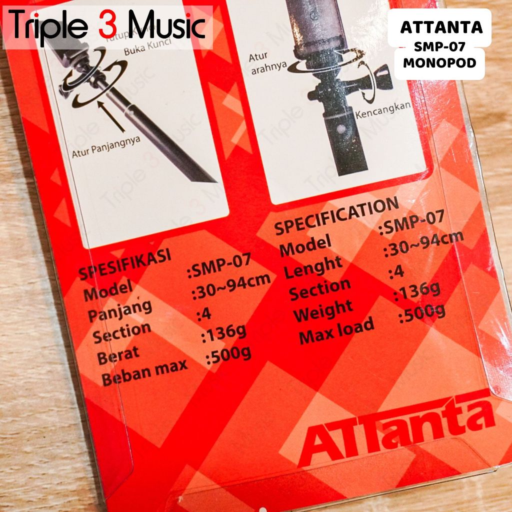 ATTANTA MINI MONOPOD / TONGSIS SMP-07 BLACK/BLUE/TITANIUM - Biru