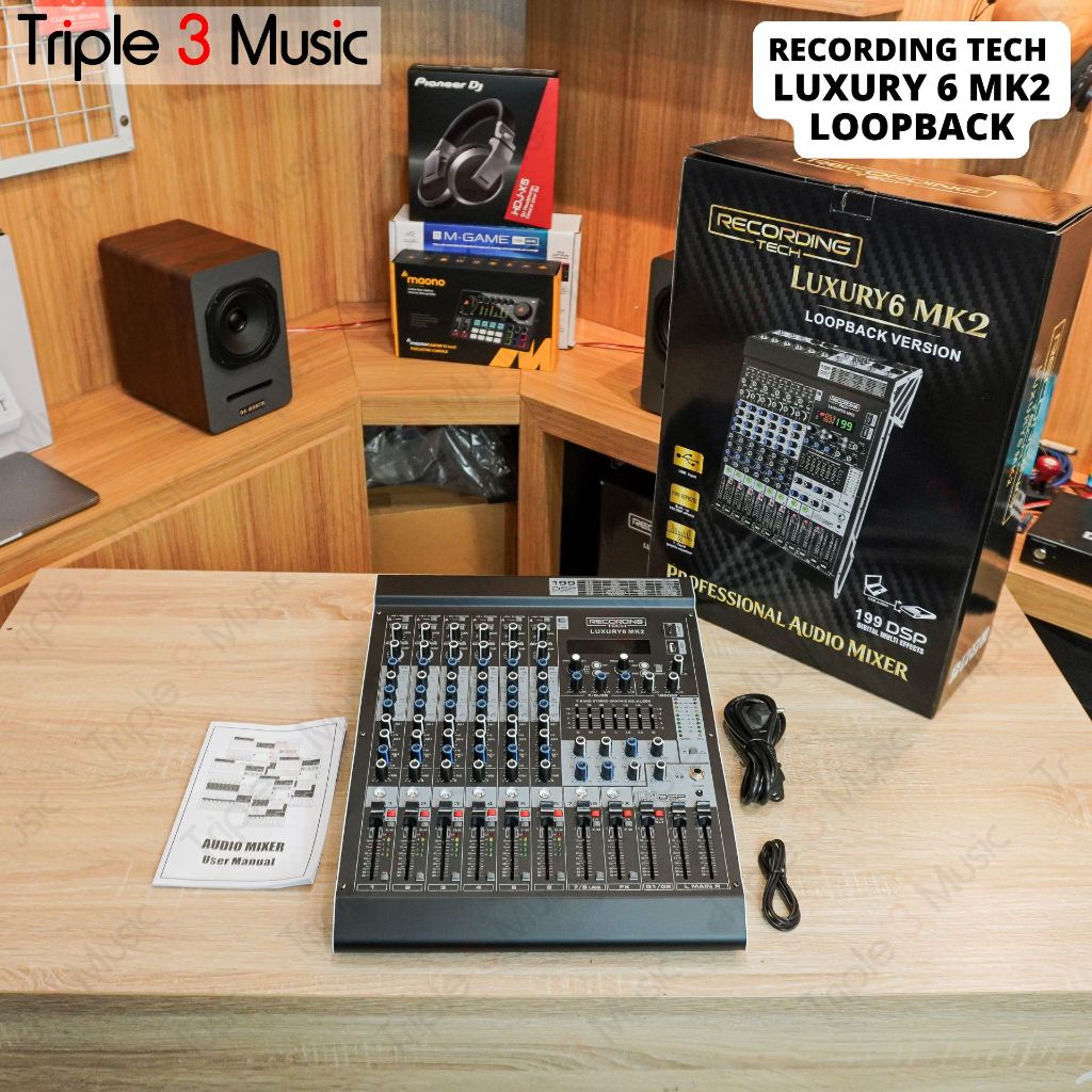 Recording tech Luxury 6 MK2 LOOPBACK VERSION 8 Input 3 aux USB MIXER Audio