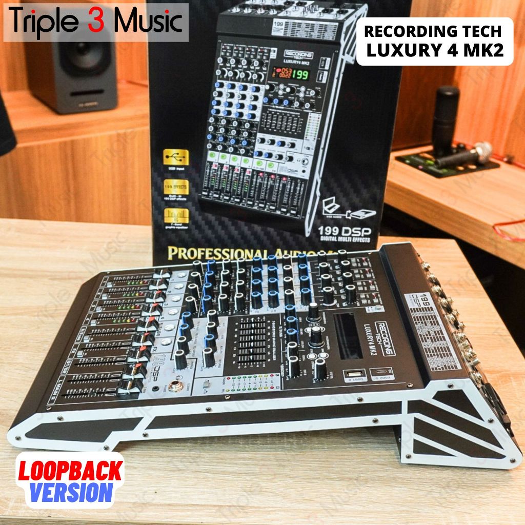 Recording Tech Luxury 4 mk2 LOOPBACK VERSION 4 Input 3 aux USB OTG Mixer audio