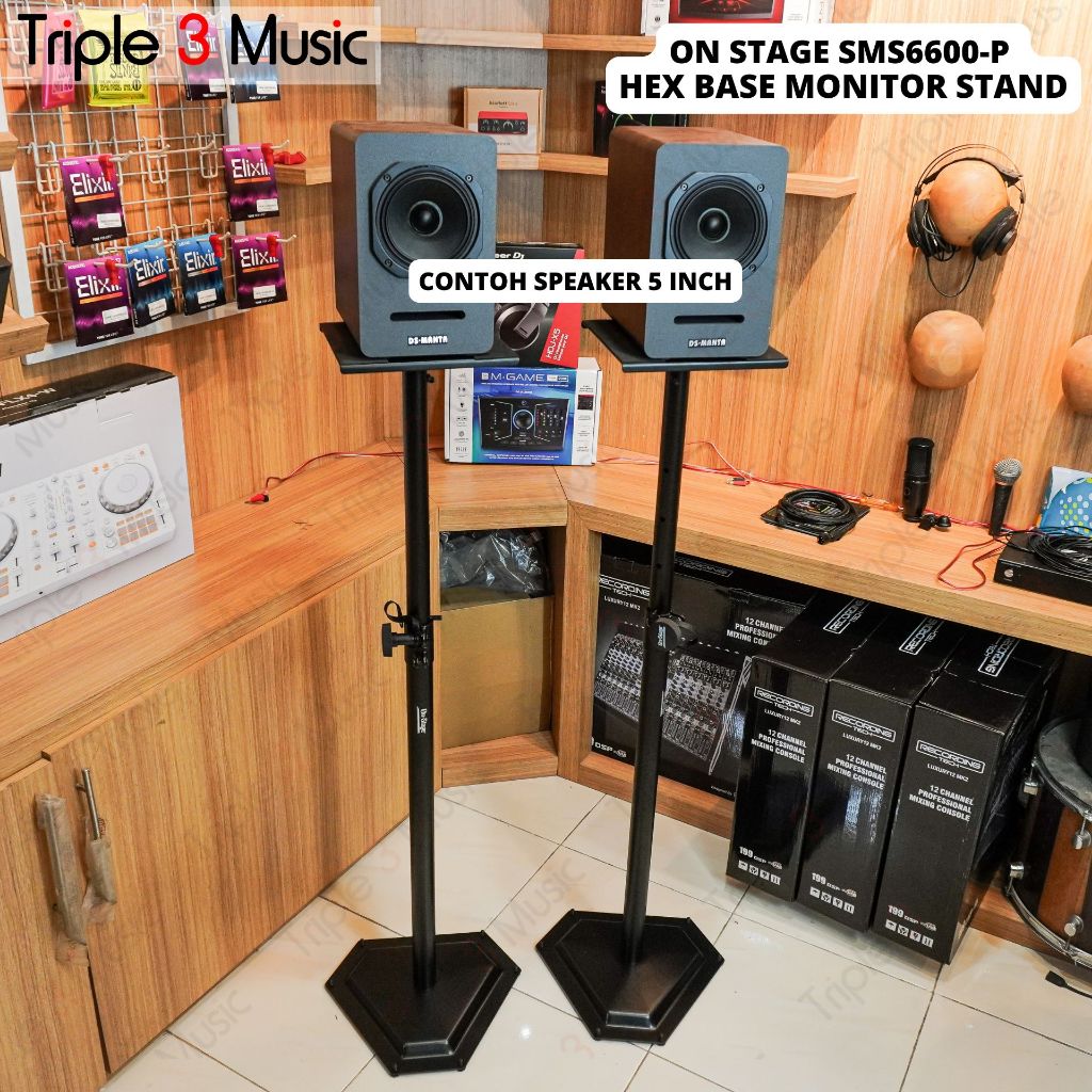 On-Stage SMS6600-P Hex-Base STAND SPEAKER MONITOR SEPASANG