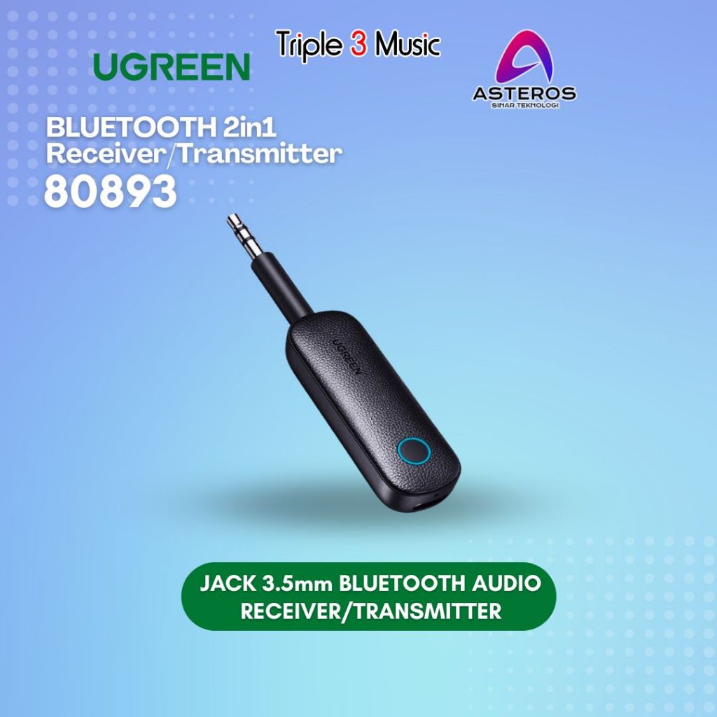 UGREEN 80893 Bluetooth Audio 2in1 UGREEN Transmitter Receiver with Aux Alat ubah headphone 3.5 jadi bluetooth headphone